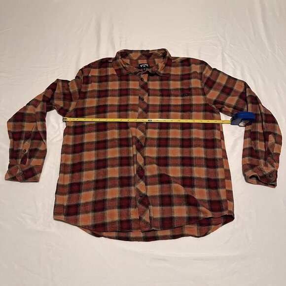 Billabong Flannel Mens Medium Orange Plaid Coastline Core Fit Stretch Shirt Sz M - Picture 5 of 9